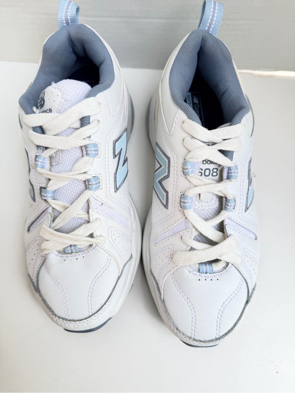 New Balance Kids White & Light Blue Sneakers